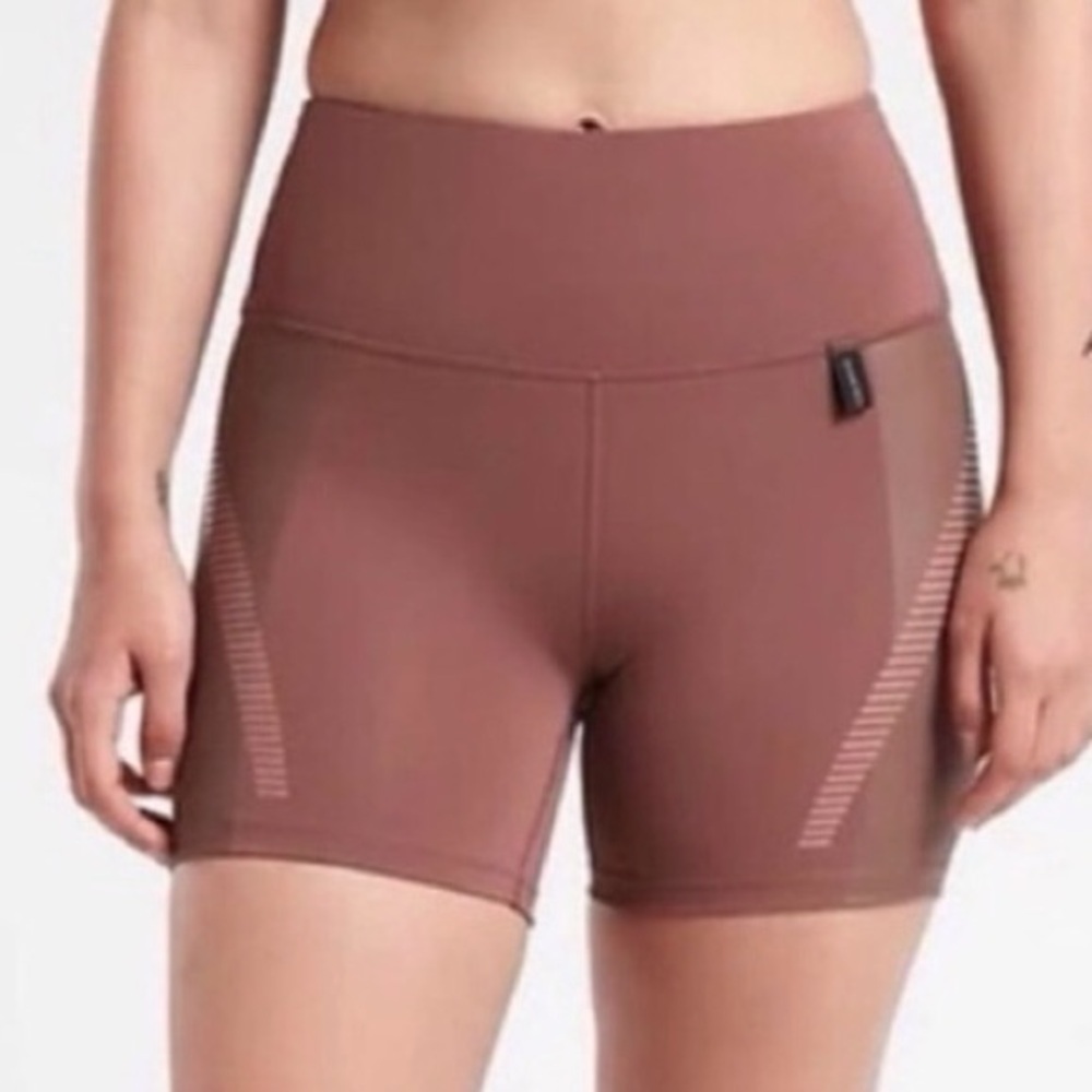 Athleta Allyson Felix Sz 1X Hearth Rose High-Rise Legend Shortie Bike Shorts NWT